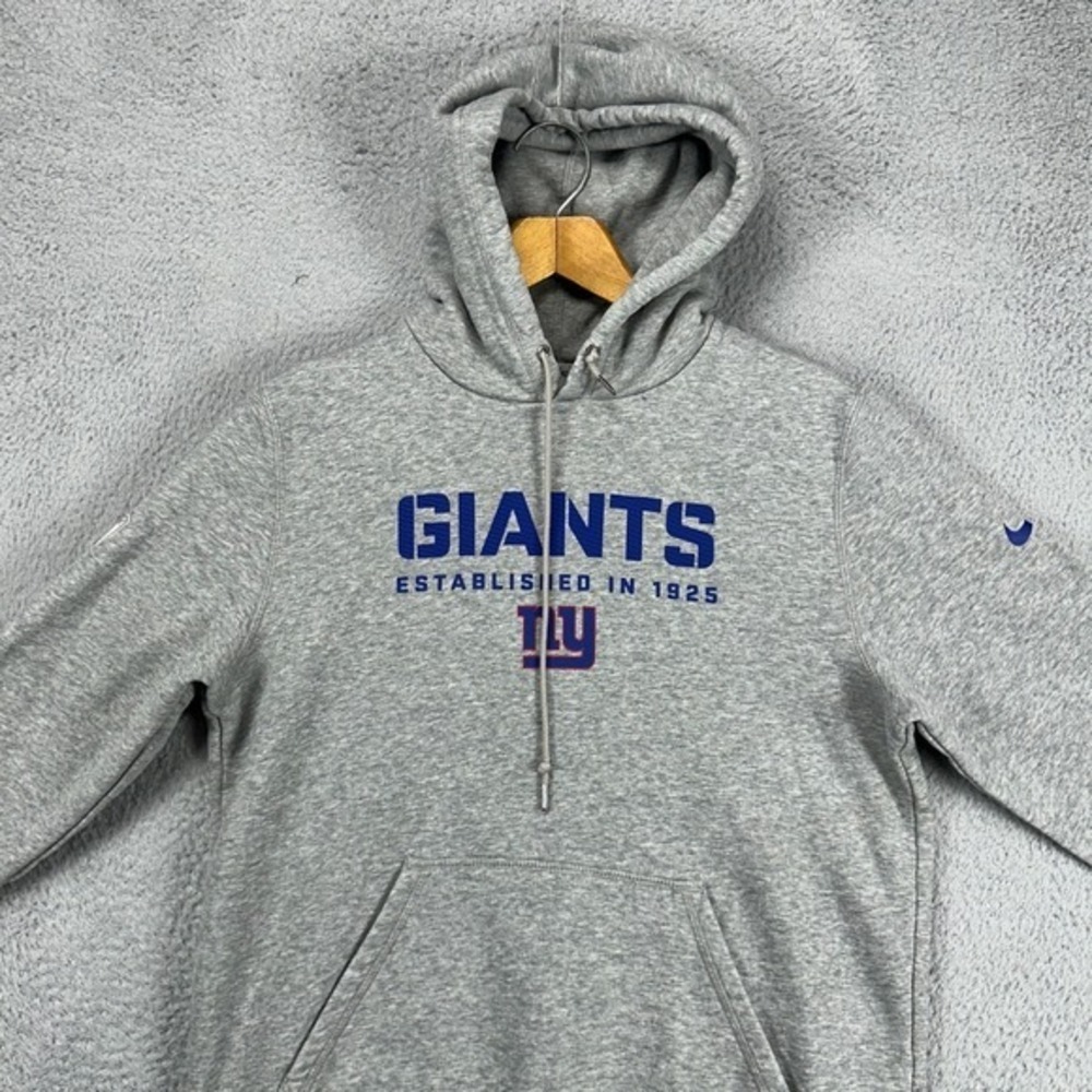 New York Giants NFL Hoodie Sweatshirt Mens Medium Grey Sweater Drawstring Nike‎